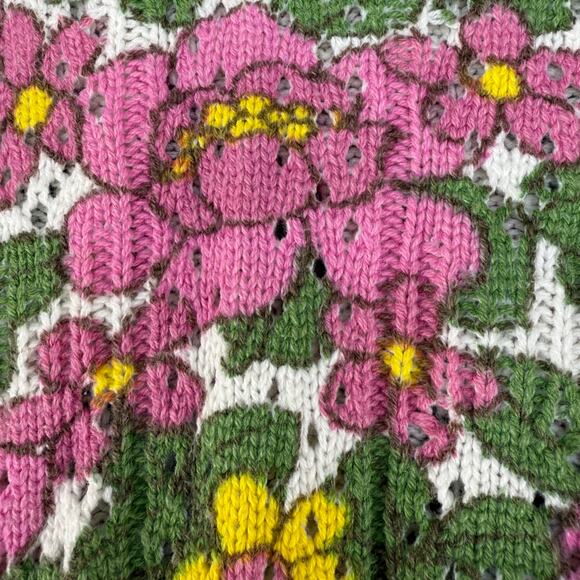 Show Me Your Mumu Women's Vienna Sweater S Pink Green Floral Cropped Length - Picture 4 of 9